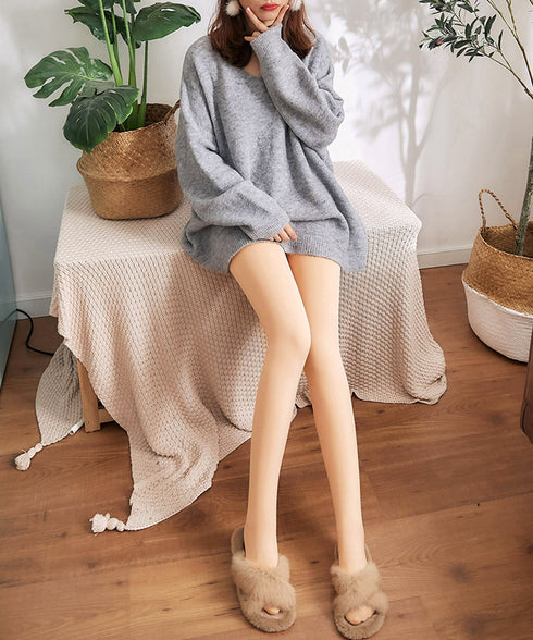 裏起毛フェイクタイツ 厚手トレンカ 美脚 お腹引締め ハイウエストタイツ 伝線しにくいトレンカ 無地ヌードスキンタイツ 極厚 暖かいタイツ ストレッチレギンス下着 6QIANQIN-001