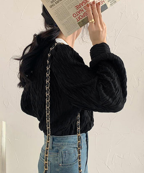 ビッグカラー ワッシャーブラウス 韓国風 ビッグリボン襟ブラウス レディース Vネックシャツブラウス 大人可愛い おしゃれプリーツブラウス上品清楚 パフ袖トップス 6QINGROU-003