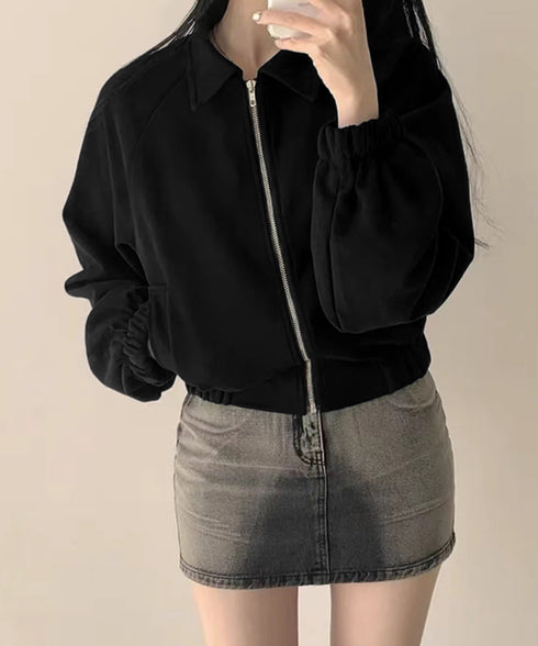 スエード調ジャケット韓国風ライトアウター 襟付きジップジャケットレディース 秋冬 レトロ ショート丈ブルゾンジャケット カジュアル おしゃれジャンパーゆったり秋服 6QINGROU-005