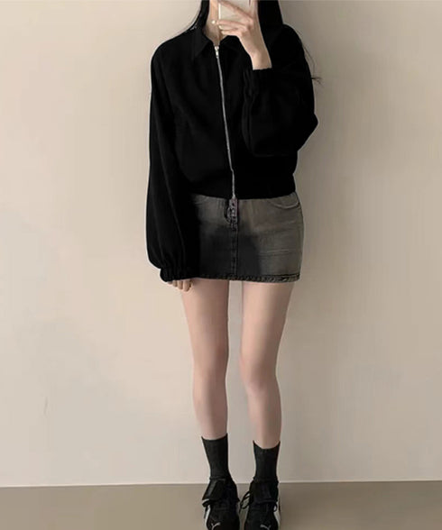 スエード調ジャケット韓国風ライトアウター 襟付きジップジャケットレディース 秋冬 レトロ ショート丈ブルゾンジャケット カジュアル おしゃれジャンパーゆったり秋服 6QINGROU-005