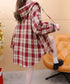 フード付き チェックシャツオーバーサイズ BIGフードシャツ レディース ゆったりレトロ シャツブラウスこなれ感 フーデッドシャツ カジュアル 体型カバートップス 6QINGROU-007