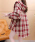 フード付き チェックシャツオーバーサイズ BIGフードシャツ レディース ゆったりレトロ シャツブラウスこなれ感 フーデッドシャツ カジュアル 体型カバートップス 6QINGROU-007