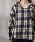 フード付き チェックシャツオーバーサイズ BIGフードシャツ レディース ゆったりレトロ シャツブラウスこなれ感 フーデッドシャツ カジュアル 体型カバートップス 6QINGROU-007