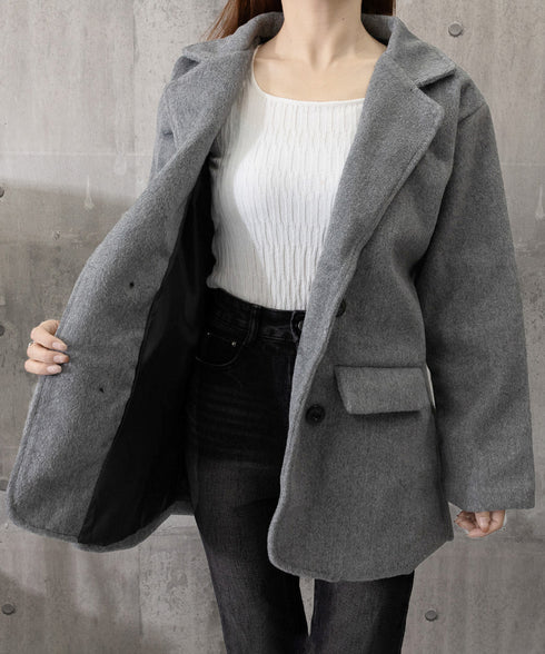 リッチシャギー ミドルコート レディース ダブルブレストジャケット 大人カジュアル テーラードコート ゆったりジャケット 秋冬アウター厚手 あったかアウター 上品 6QINGROU-008