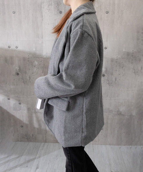 リッチシャギー ミドルコート レディース ダブルブレストジャケット 大人カジュアル テーラードコート ゆったりジャケット 秋冬アウター厚手 あったかアウター 上品 6QINGROU-008