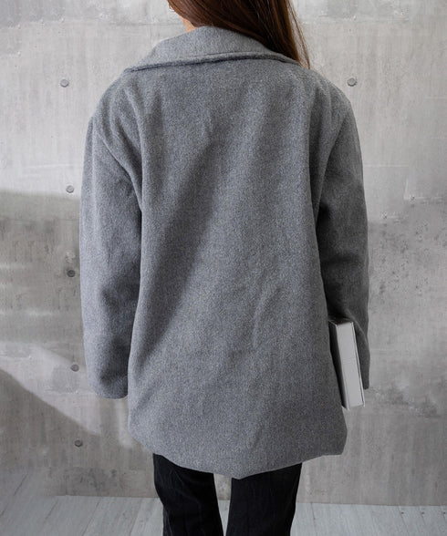 リッチシャギー ミドルコート レディース ダブルブレストジャケット 大人カジュアル テーラードコート ゆったりジャケット 秋冬アウター厚手 あったかアウター 上品 6QINGROU-008