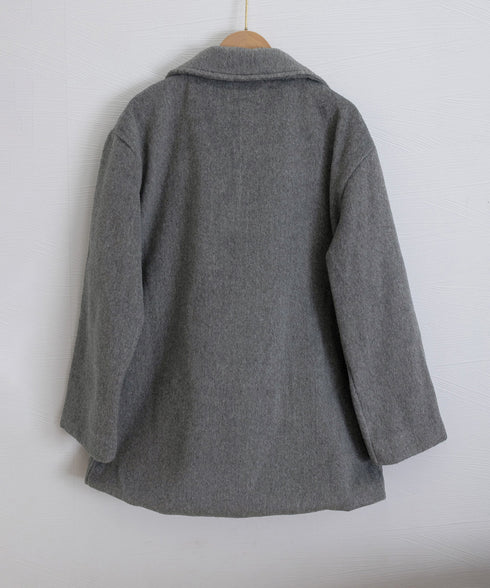 リッチシャギー ミドルコート レディース ダブルブレストジャケット 大人カジュアル テーラードコート ゆったりジャケット 秋冬アウター厚手 あったかアウター 上品 6QINGROU-008