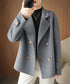 ウールタッチダブルブレストショートコート おしゃれテーラードジャケット 秋冬ショート丈アウター オフィスカジュアル きれいめコンパクトコートきちんと 軽量アウター 6QINGROU-009