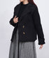 ウールタッチダブルブレストショートコート おしゃれテーラードジャケット 秋冬ショート丈アウター オフィスカジュアル きれいめコンパクトコートきちんと 軽量アウター 6QINGROU-009
