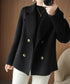 ウールタッチダブルブレストショートコート おしゃれテーラードジャケット 秋冬ショート丈アウター オフィスカジュアル きれいめコンパクトコートきちんと 軽量アウター 6QINGROU-009