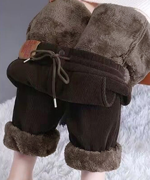 裏起毛 コーデュロイパンツ レディース冬 暖かい 裏起毛パンツ ウエストゴム 防風防寒 ハイウエスト裏ボアパンツ 裾ゴム ジョガーパンツ イージーパンツ あったか 6QIYU-001