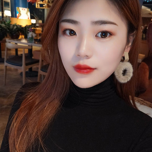 リングピアス レディース ファー付き リングピアス レディース ファー付き アクセサリー もこもこ 揺れるピアス 小物 サークルピアス 秋冬 6QQ-001