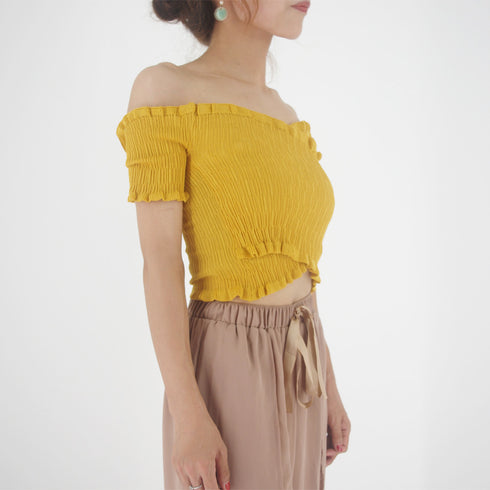 サマーニット レディース サマーニット レディース オフショルダー 肩だし トップス オフショル フリル 春夏 6QSHI-001