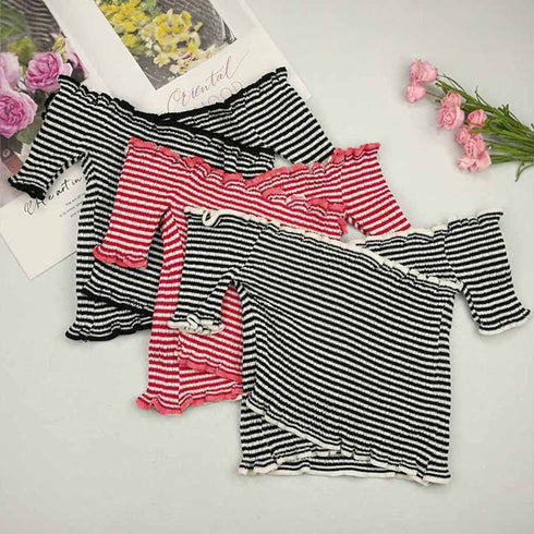 サマーニット レディース サマーニット レディース オフショルダー 肩だし トップス オフショル フリル 春夏 6QSHI-001