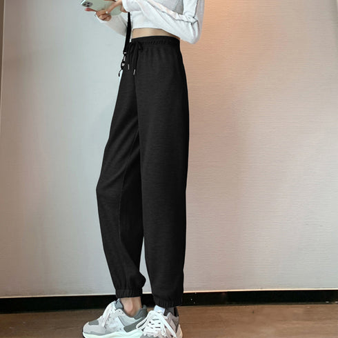 スウェットパンツ ワッフル生地 韓国風 レディース ジョガーパンツ 春秋冬ドローストリングパンツ ハイウエスト ストレートパンツ ロングパンツ 長ズボン 6RANYUE-001