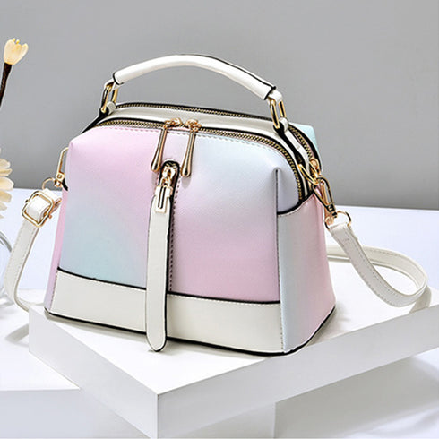 ショルダーバッグ春夏グラデーションカラー レディース おしゃれ 2WAY 斜め掛けカバン PUレザー ハンドバッグ 手提げ オフィスカジュアル 肩掛けバッグ 通勤 6SHICHEN-001