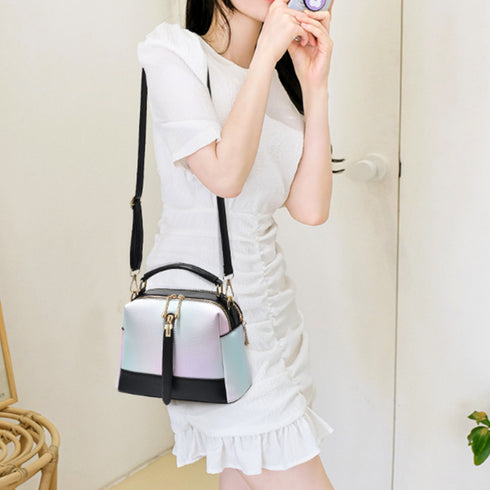 ショルダーバッグ春夏グラデーションカラー レディース おしゃれ 2WAY 斜め掛けカバン PUレザー ハンドバッグ 手提げ オフィスカジュアル 肩掛けバッグ 通勤 6SHICHEN-001