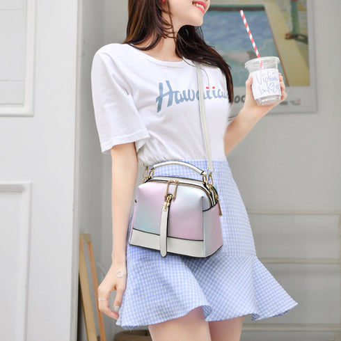 ショルダーバッグ春夏グラデーションカラー レディース おしゃれ 2WAY 斜め掛けカバン PUレザー ハンドバッグ 手提げ オフィスカジュアル 肩掛けバッグ 通勤 6SHICHEN-001