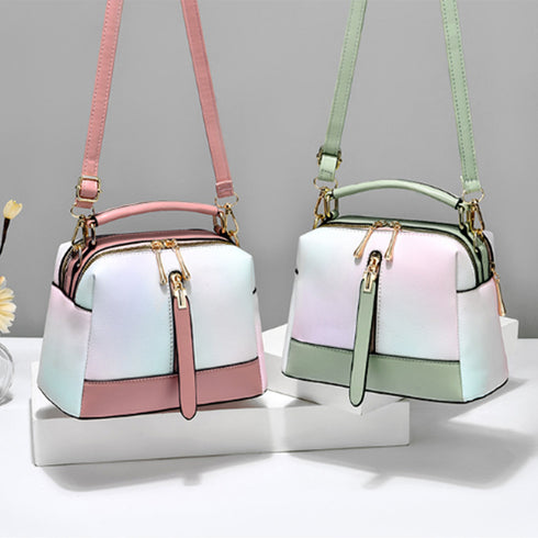 ショルダーバッグ春夏グラデーションカラー レディース おしゃれ 2WAY 斜め掛けカバン PUレザー ハンドバッグ 手提げ オフィスカジュアル 肩掛けバッグ 通勤 6SHICHEN-001