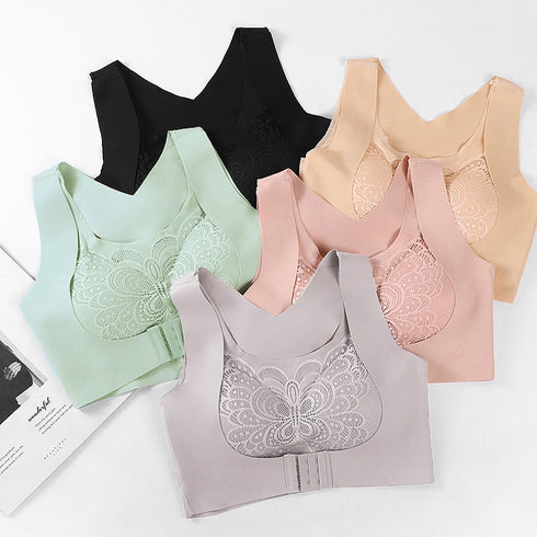 ナイトブラ ノンワイヤー レディース下着 フロントホック 脇肉 脇高ブラ 響きにくい ブラジャー シームレス 寄せ上げ 盛りブラ 谷間 姿勢サポーターインナー美胸 6SHIDYA-001