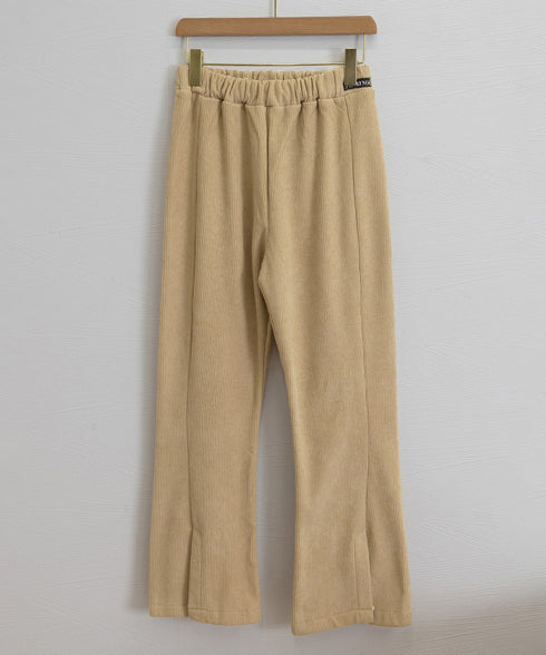 裏起毛コーデュロイパンツ微フレアパンツ冬 ハイウエストあったかパンツ レディース 防風防寒フロントスリットパンツ 暖かいズボン 美脚脚長秋冬ボトム イージーパンツ 6TAOYUNMEI-001