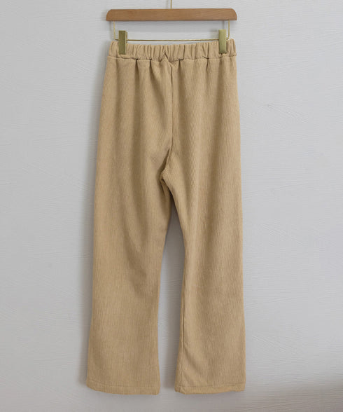 裏起毛コーデュロイパンツ微フレアパンツ冬 ハイウエストあったかパンツ レディース 防風防寒フロントスリットパンツ 暖かいズボン 美脚脚長秋冬ボトム イージーパンツ 6TAOYUNMEI-001