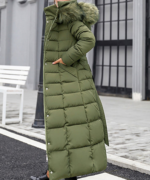 キルティングフェイクダウンコートロング丈 レディース ボリュームファーフード付きロングコート 大人きれいめ 防風防寒アウターあったか中綿コートエコダウンジャケット 6TIANNIAO-001