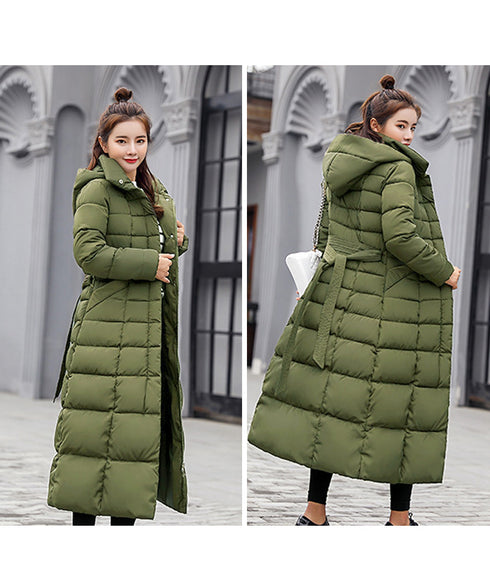 キルティングフェイクダウンコートロング丈 レディース ボリュームファーフード付きロングコート 大人きれいめ 防風防寒アウターあったか中綿コートエコダウンジャケット 6TIANNIAO-001