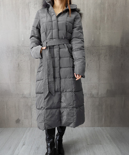 キルティングフェイクダウンコートロング丈 レディース ボリュームファーフード付きロングコート 大人きれいめ 防風防寒アウターあったか中綿コートエコダウンジャケット 6TIANNIAO-001