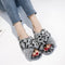 ファーサンダル レディース レオパード柄 ファースリッパ あったか 滑り止め ヒョウ柄 秋冬 フラットサンダル 室内履き ふわふわクロスストラップ ルームシューズ 6TMEI-001