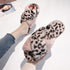 ファーサンダル レディース レオパード柄 ファースリッパ あったか 滑り止め ヒョウ柄 秋冬 フラットサンダル 室内履き ふわふわクロスストラップ ルームシューズ 6TMEI-001