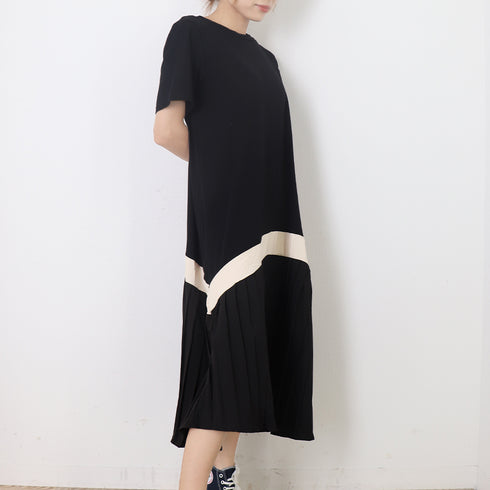 ロング ワンピース レディース Aライン ロング ワンピース レディース プリーツ切り替え 夏 マキシワンピース 半袖 Aライン ワンピース 体型カバー ゆったり 6WAND-002