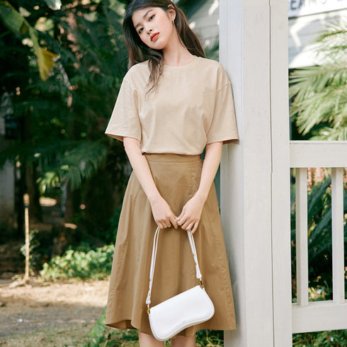 Tシャツ 半袖 無地tシャツ カットソー レディース 大人定番tシャツ ベーシック クルーネック 通勤通学 シンプル 白Tシャツ 韓国 夏服 全8色 コットン 6WANGJI-003