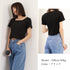 ショート丈Tシャツ レディース 半袖韓国 へそ出しトップス シンプル 無地カットソー クロップド丈tシャツ スクエアネック お洒落 ハイウエストトップスダンス衣装 6WANJIA-003