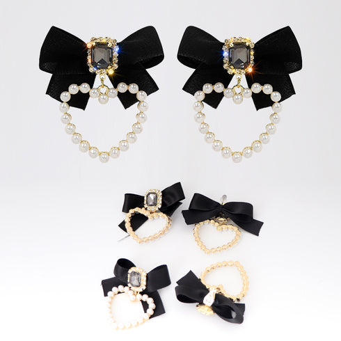 ハートピアス レディース イヤリング 選べる ピアス イヤリング 揺れる 蝶結び 耳飾り レトロ 大人可愛い BIGリボン ジュエリー 上品 アクセサリー 6WEIYI-001