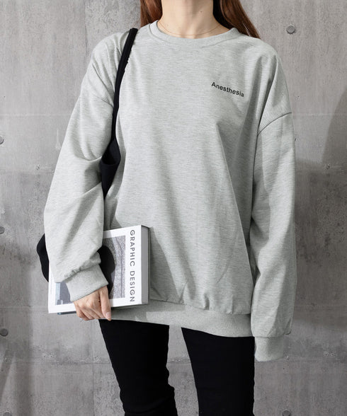 韓国風ロゴカットソーゆる ロングTシャツ レディース ゆったりチュニックtシャツ オーバーサイズ クルーネックプルオーバー ストリート 着やせトップススウェット風 6WUBIXIE-002