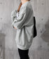 韓国風ロゴカットソーゆる ロングTシャツ レディース ゆったりチュニックtシャツ オーバーサイズ クルーネックプルオーバー ストリート 着やせトップススウェット風 6WUBIXIE-002