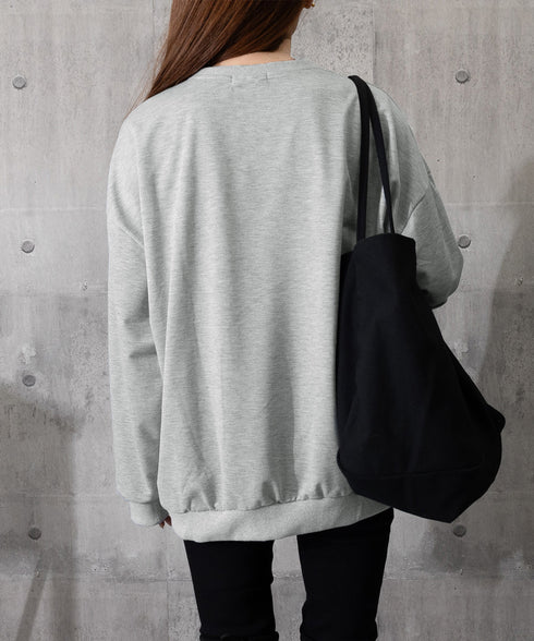 韓国風ロゴカットソーゆる ロングTシャツ レディース ゆったりチュニックtシャツ オーバーサイズ クルーネックプルオーバー ストリート 着やせトップススウェット風 6WUBIXIE-002