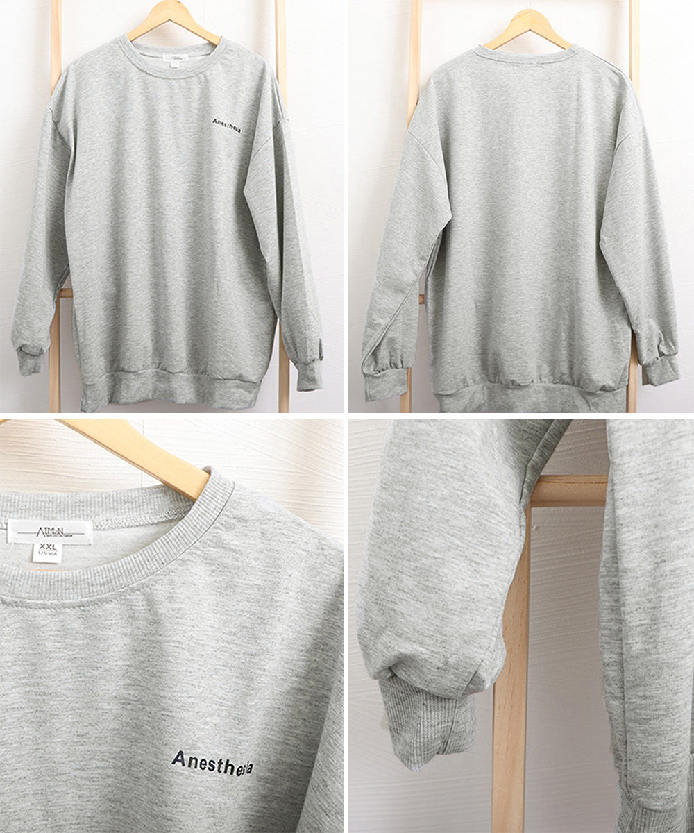 韓国風ロゴカットソーゆる ロングTシャツ