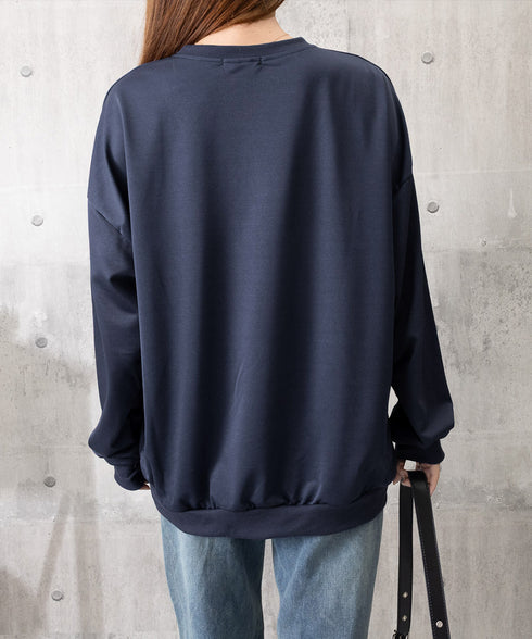韓国風ロゴカットソーゆる ロングTシャツ レディース ゆったりチュニックtシャツ オーバーサイズ クルーネックプルオーバー ストリート 着やせトップススウェット風 6WUBIXIE-002