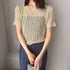 メッシュサマーニット レディース半袖夏服 穴あき ショート丈トップス 無地クルーネック 透かし編みニットプルオーバー 春夏秋 透け感 おしゃれ きれいめカジュアル 6XINANYT-026