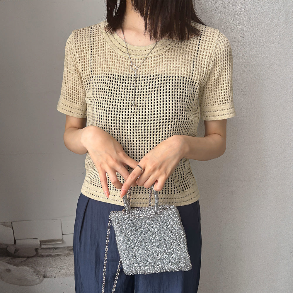 メッシュサマーニット レディース半袖夏服