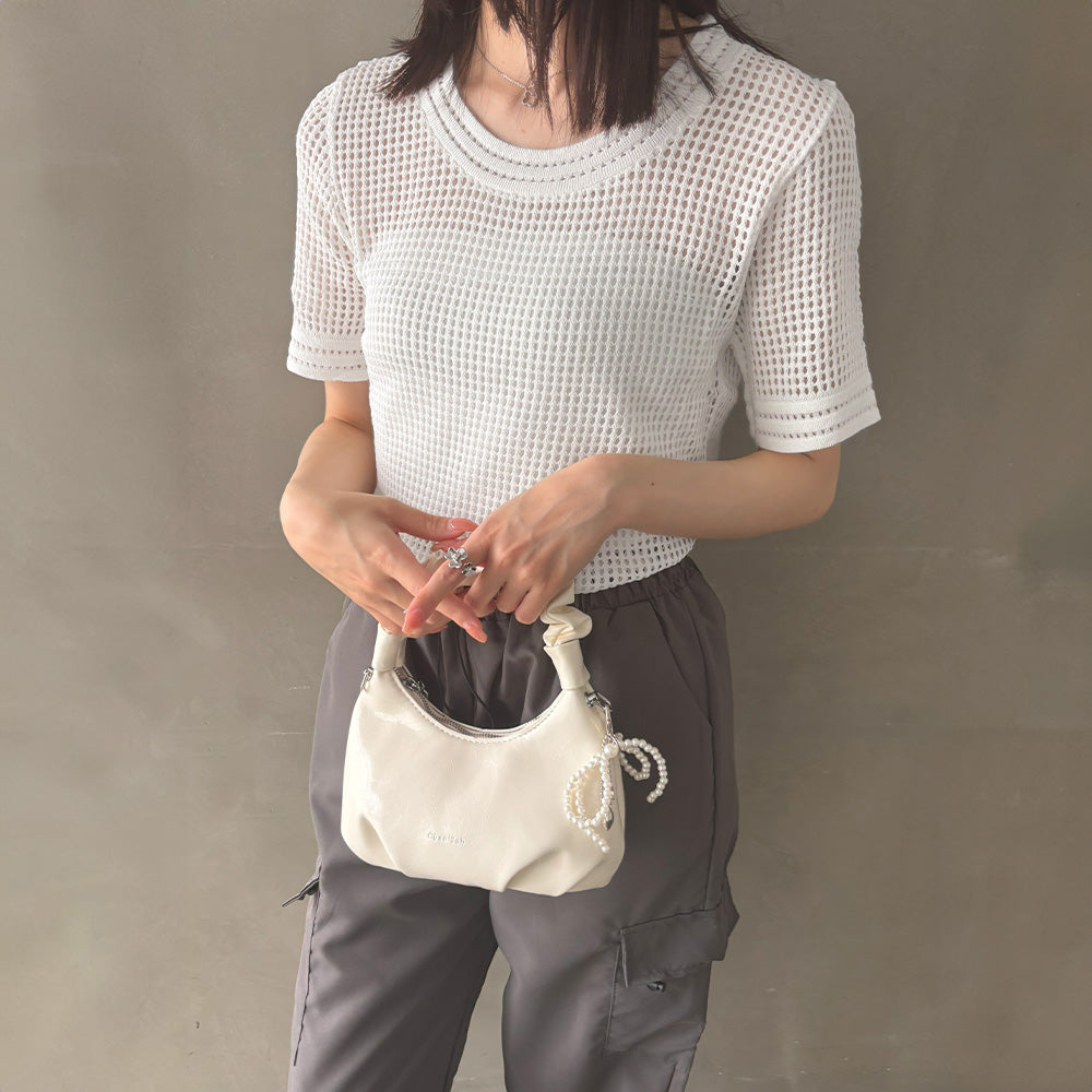 メッシュサマーニット レディース半袖夏服