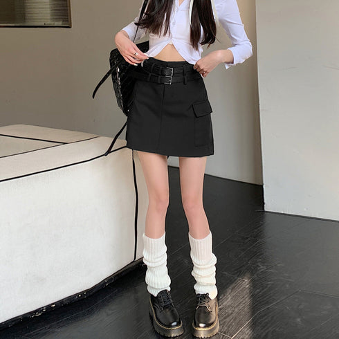 ミニスカート キュロットスカート 着やせ レディース タイトスカート 膝上丈 インナーパンツ付き セクシー ハイウエスト ショートスカート ベルト付き 美脚 韓国 6XINANYT-028