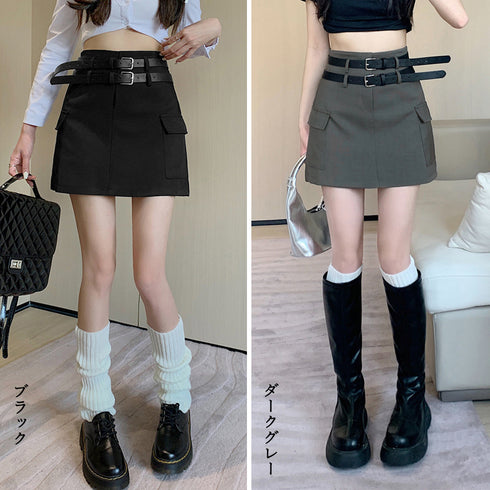 ミニスカート キュロットスカート 着やせ レディース タイトスカート 膝上丈 インナーパンツ付き セクシー ハイウエスト ショートスカート ベルト付き 美脚 韓国 6XINANYT-028
