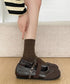 配色メリージェーンパンプス美脚ローファー レディースクラシカルシューズ Y2Kガーリー靴丸トゥストラップシューズ 韓国風フラットパンプス通勤通学バレエコアパンプス 6XINWANG-001