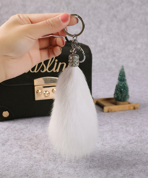 バッグチャームふわふわしっぽキーホルダー カラフル もこもこファーキーホルダー 可愛いバッグアクセサリー ボリューム 尾っぽチャーム キラキラ 鍵やバッグ飾り小物 6YANNI-001