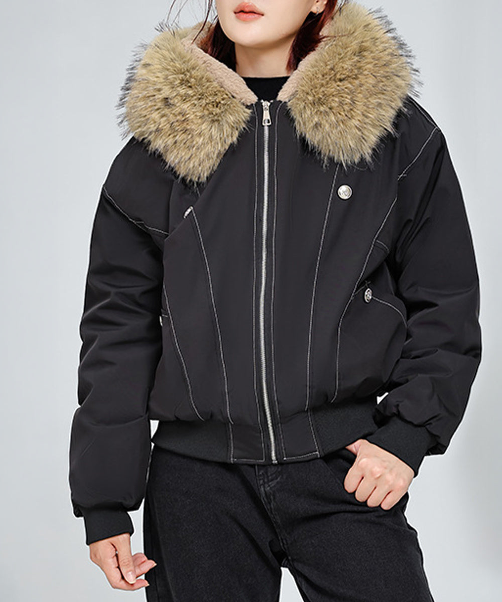 ファーフードジャケット裏ボアブルゾン冬服