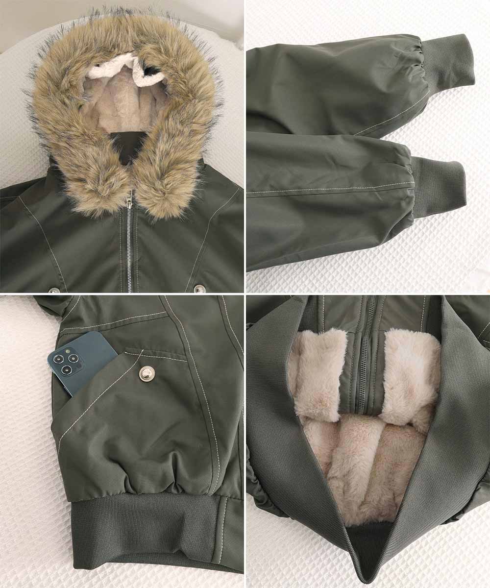 ファーフードジャケット裏ボアブルゾン冬服