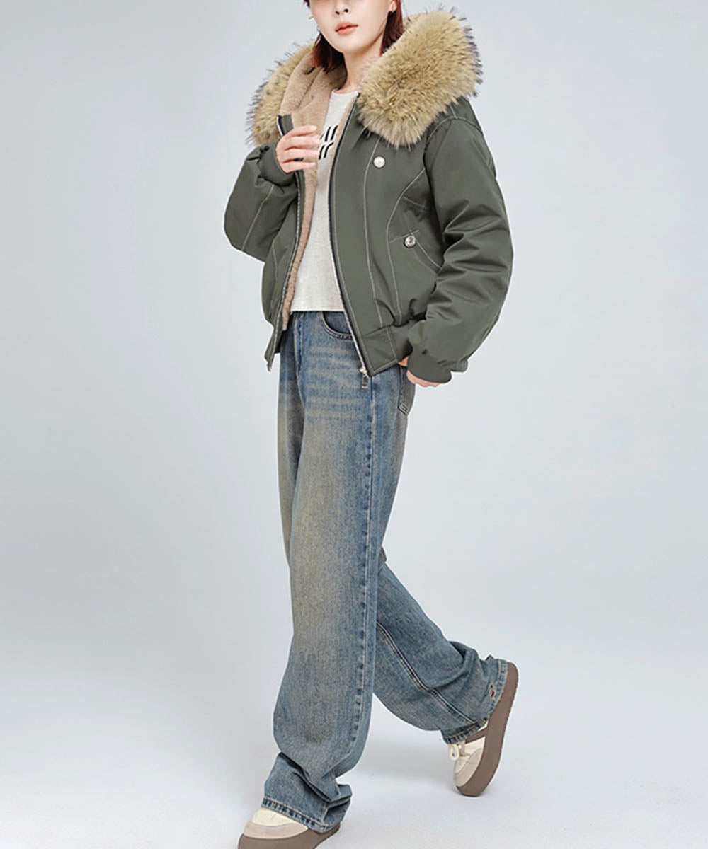 ファーフードジャケット裏ボアブルゾン冬服